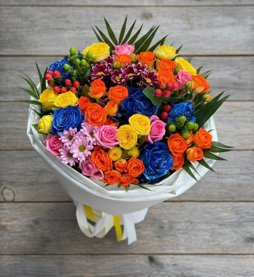 Букет цветов из: Розы и Хризантемы в Курьяново