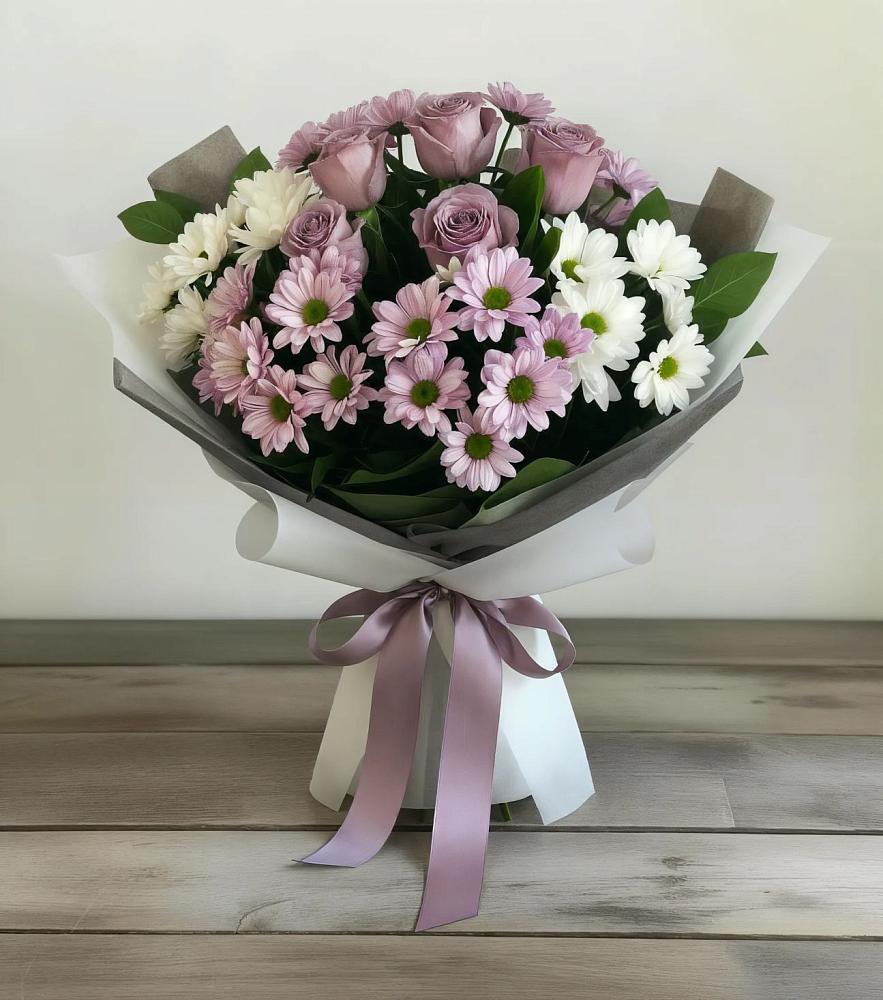 Букет цветов из: Хризантемы и Розы в Курьяново
