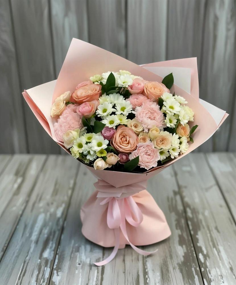 Букет цветов из: Гвоздики, Розы и Хризантемы в Курьяново