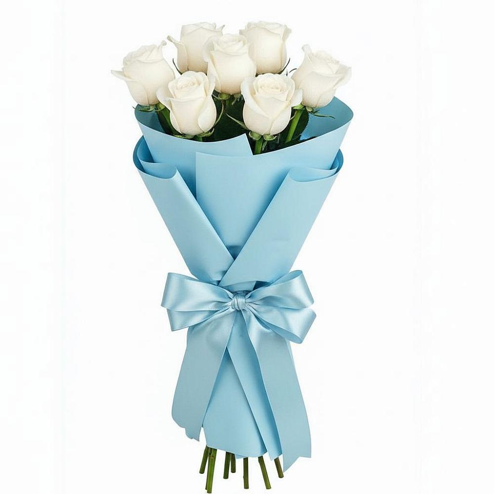 Букет 7 белых роз Проуд в Курьяново
