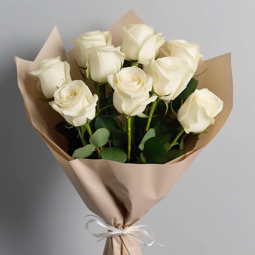 Букет 9 Белых роз Эдлесс Лав в Курьяново