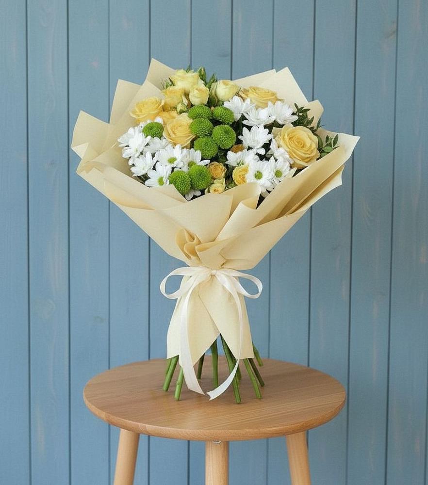 Букет цветов из: Хризантемы и Розы в Курьяново