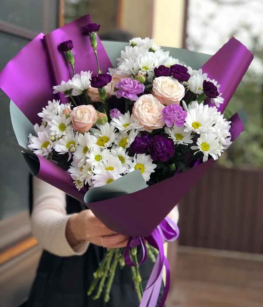 Букет цветов из: Хризантемы, Гвоздики и Розы в Курьяново