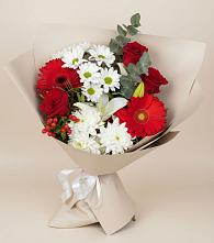 Букет цветов из:  Розы, Хризантемы, Герберы и Лилии в Курьяново