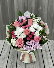Букет цветов из:  Альстромерии, Гвоздики, Розы и Хризантемы в Курьяново