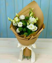 Букет цветов из:  Хризантемы и Лизиантусы #REPLACE_PRED# Курьяново