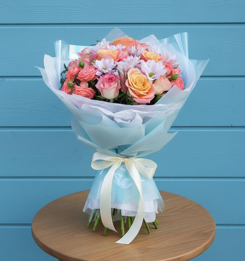 Букет цветов из: Хризантемы и Розы в Курьяново