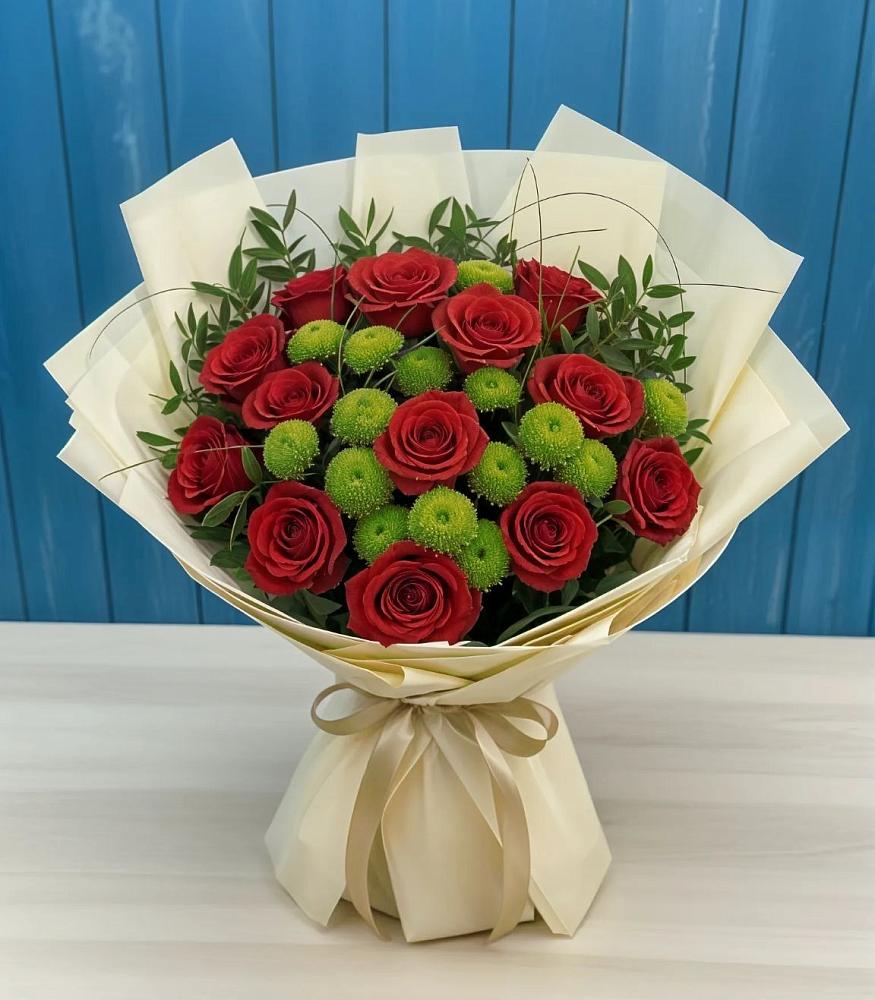 Букет цветов из: Розы и Хризантемы в Курьяново