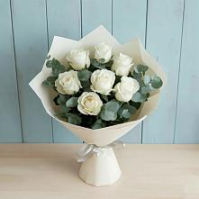 Букет Белые розы в Эвкалипте #REPLACE_PRED# Курьяново