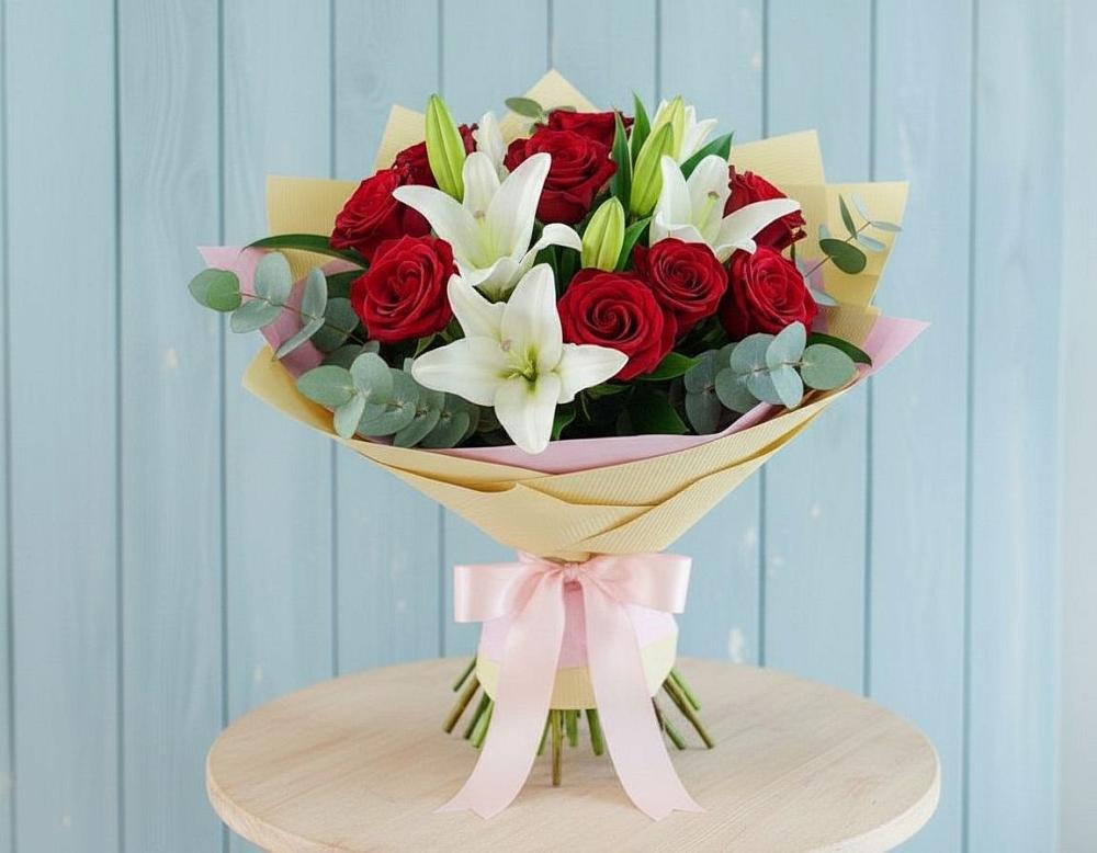 Букет цветов из: Лилии и Розы в Курьяново